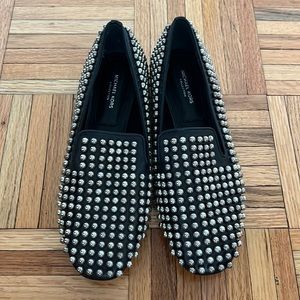 Michael Kors Collection Leather Metallic Studded Loafer